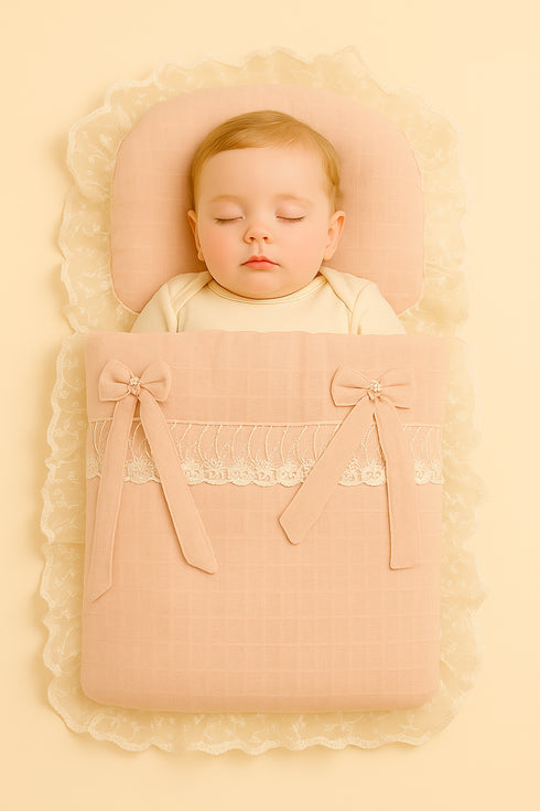 Elegant Pink Lace Baby Bed