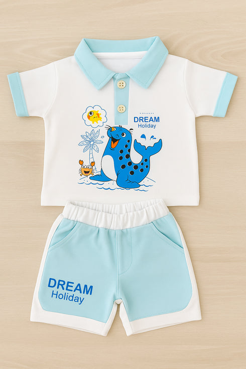 Dream Holiday Panelled Polo Short Set