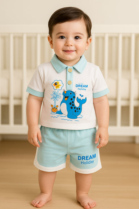 Dream Holiday Panelled Polo Short Set