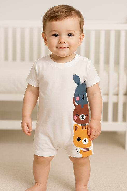 Stacked Buddies Buttoned Romper