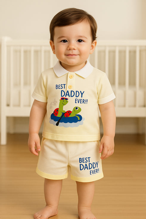 Best Daddy Ever Panelled Polo Short Set