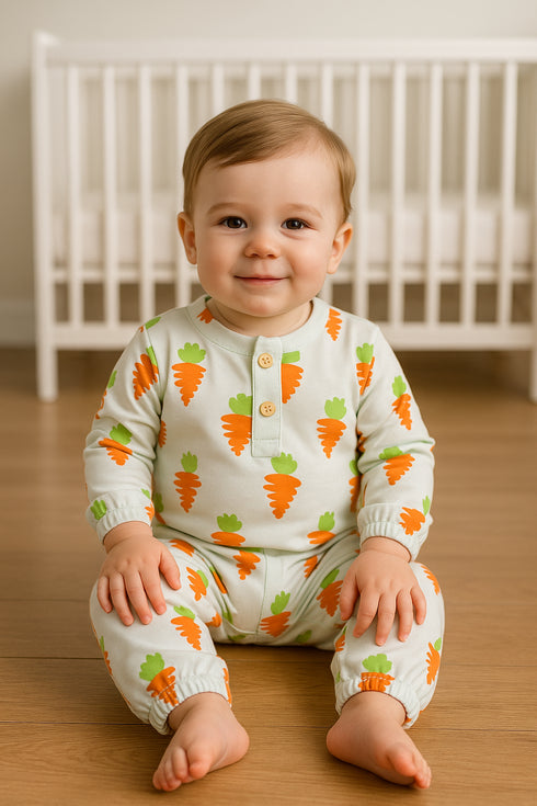 Little Carrots Interlock Henley Sleepsuit