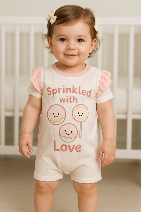 Sprinkled With Love Frilled Buttoned Romper