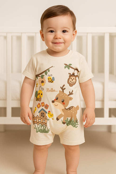 Woodland Hello Buttoned Romper