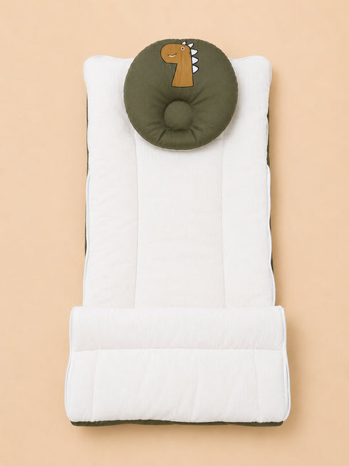 Dino Printed Baby Sleeping Carry Nest (Olive Green)