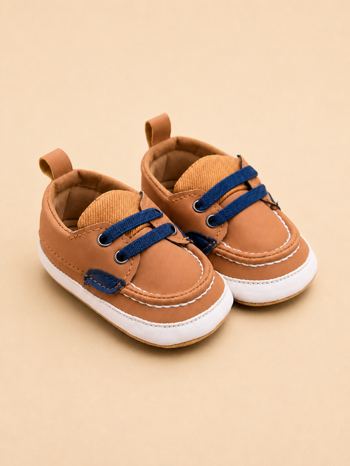 Tan & Navy Baby Sneakers