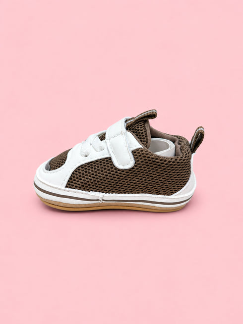 Brown & White Mesh Baby Sneakers
