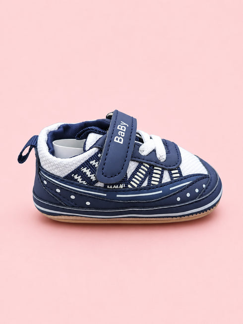 Navy & White Sporty Baby Sneakers