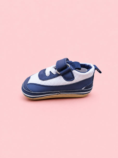 Navy & White Sporty Baby Sneakers