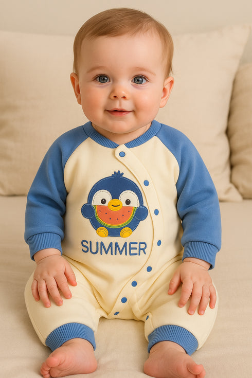 Coral Fleece Padded Sleepsuit (Blue)