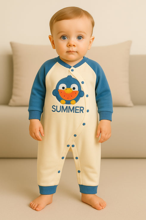 Coral Fleece Padded Sleepsuit (Blue)