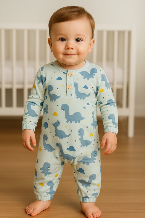 Dino World Interlock Henley Sleepsuit