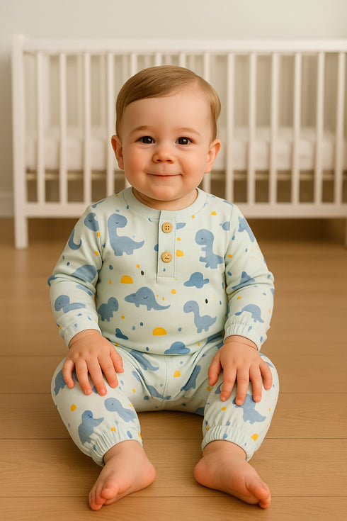 Dino World Interlock Henley Sleepsuit