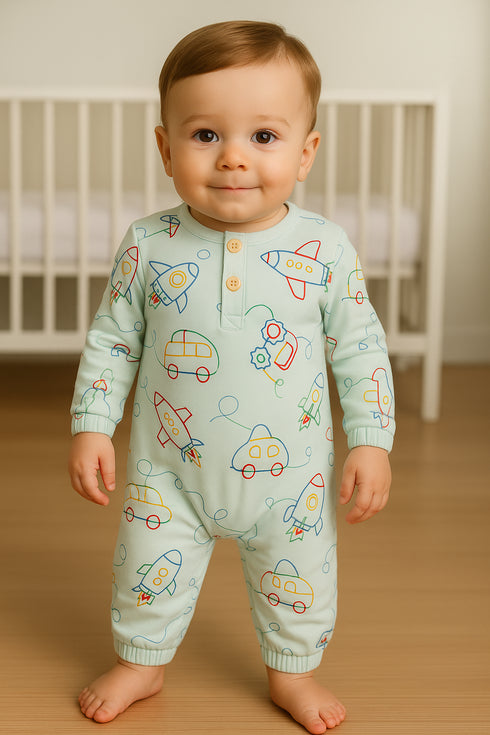 Zoom & Boom Interlock Henley Sleepsuit
