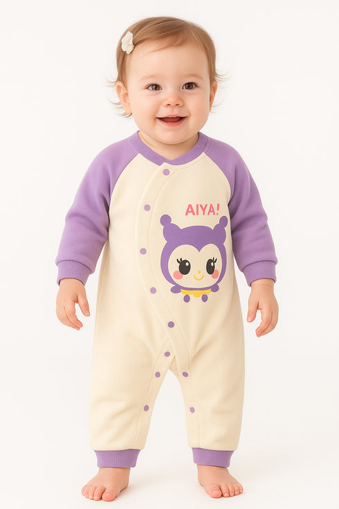 Coral Fleece Padded Sleepsuit(Purple)