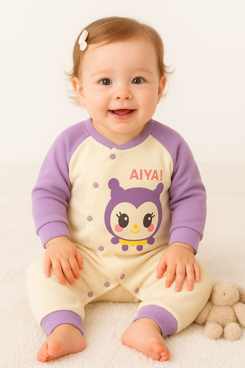 Coral Fleece Padded Sleepsuit(Purple)