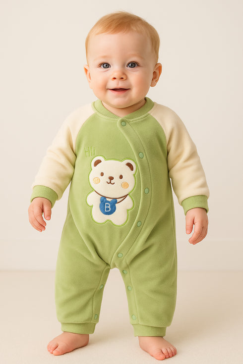 Coral Fleece Padded Sleepsuit(Green)