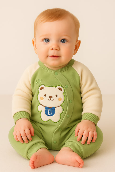 Coral Fleece Padded Sleepsuit(Green)