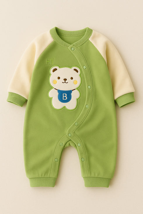 Coral Fleece Padded Sleepsuit(Green)