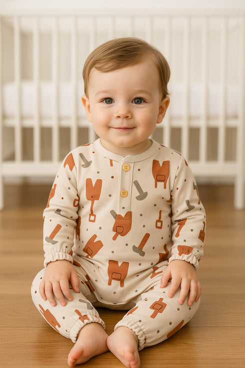 Little Builder Interlock Henley Sleepsuit