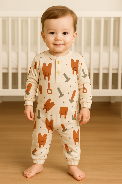 Little Builder Interlock Henley Sleepsuit