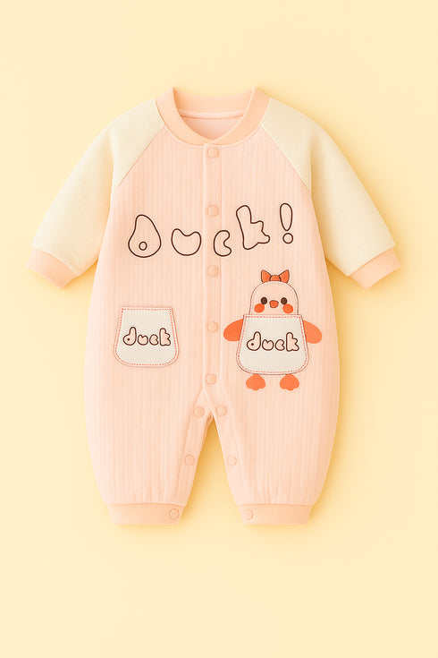 Duck Flannel Fleece Sleepsuit (Pink)