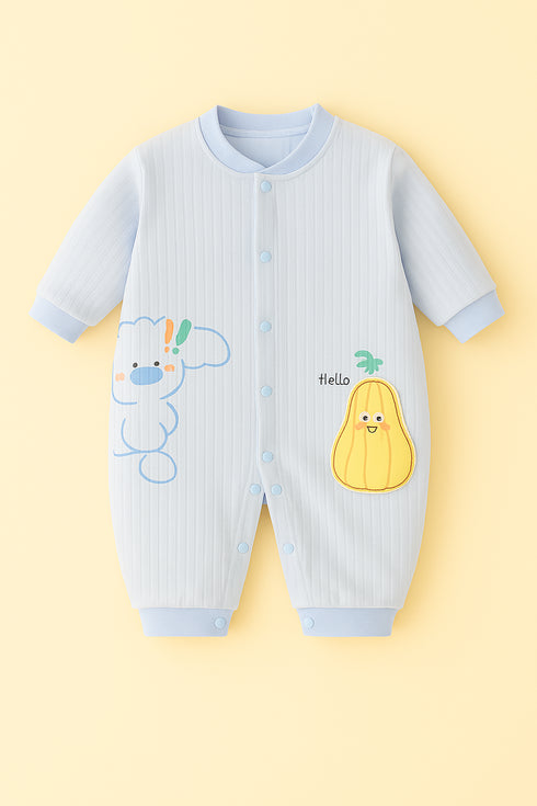 Hello Flannel Fleece Sleepsuit (Light Blue)