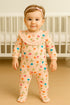 Pink Petal Play Frill Buttoned Interlock Sleepsuit