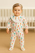 White Petal Play Frill Buttoned Interlock Sleepsuit