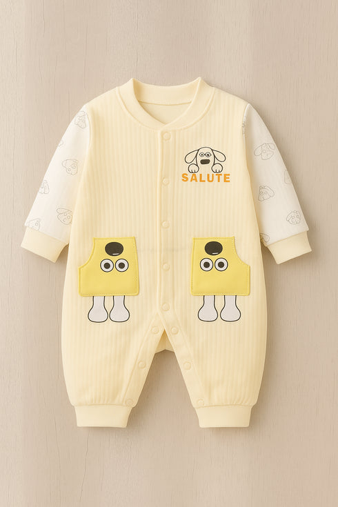 Dog Flannel Fleece Sleepsuit (Yellow)