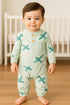 Little Aviator Green Interlock Henley Sleepsuit