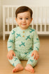 Little Aviator Green Interlock Henley Sleepsuit