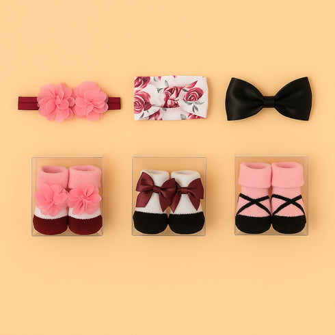 Baby 6-Pcs Headband & Sock Gift Set