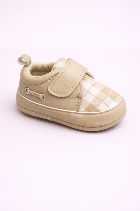 Baby Checkered Velcro Sneakers (Beige Plaid)