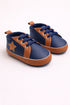 Navy Blue & Tan Lace-Up Baby Shoes