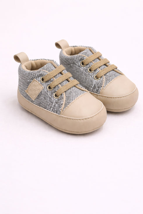 Sand Checkered Sneakers with Velcro Strap