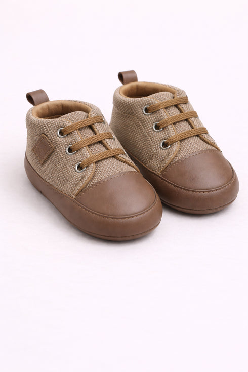 Sand & Brown Toddler Velcro Baby Sneakers
