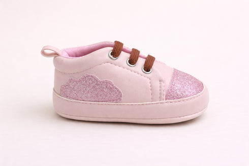 Baby Pink Cloud Shine Velcro Sneakers