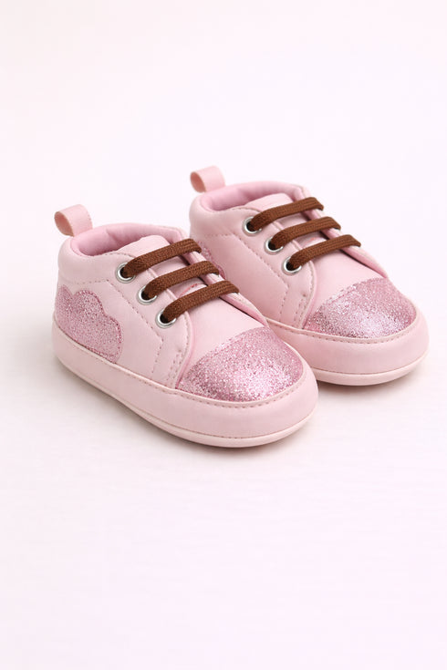Baby Pink Cloud Shine Velcro Sneakers