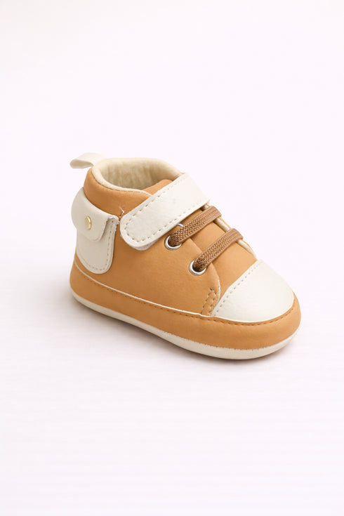 Baby Dual-Tone Velcro Strap Sneakers (Tan & Cream)