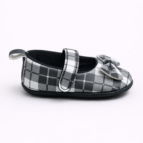 Black & White Checkered Bow Grace Flats