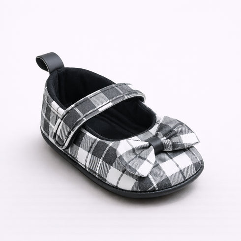 Black & White Checkered Bow Grace Flats
