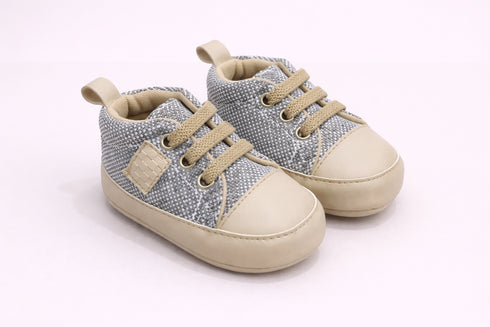 Sand Checkered Sneakers with Velcro Strap