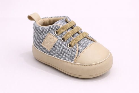 Sand Checkered Sneakers with Velcro Strap
