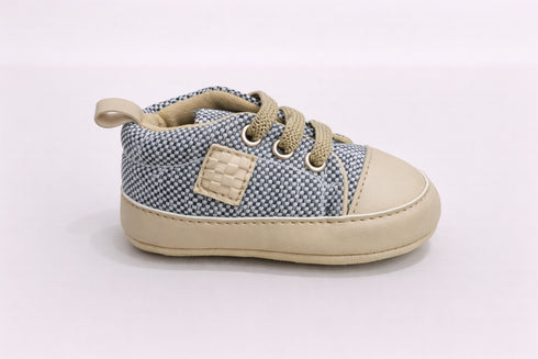 Sand Checkered Sneakers with Velcro Strap