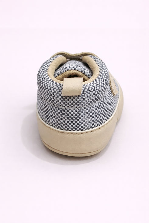 Sand Checkered Sneakers with Velcro Strap