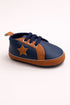Navy Blue & Tan Lace-Up Baby Shoes