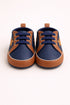 Navy Blue & Tan Lace-Up Baby Shoes