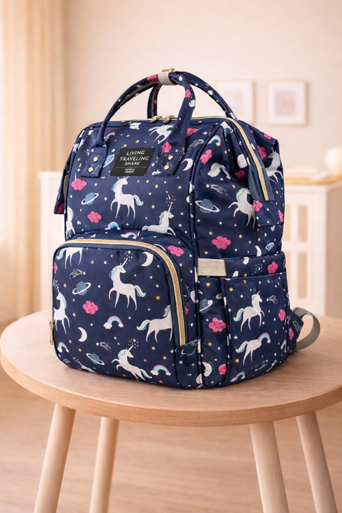Baby Diaper Bag (Waterproof) Unicorn Blue- Sunshine