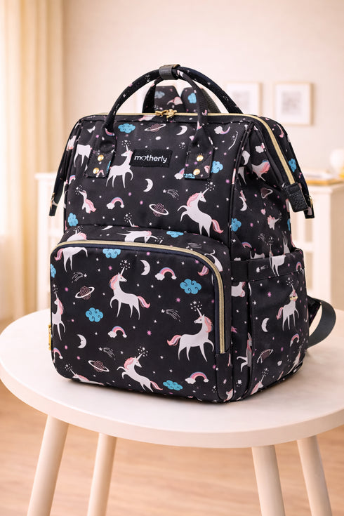 Baby Diaper Bag (Waterproof) Unicorn Black - Sunshine